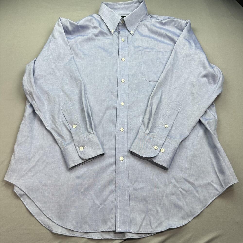 Lauren Ralph Lauren Shirt Mens XL 17.5 32/33 Blue Non Iron Oxford Academia Dress
